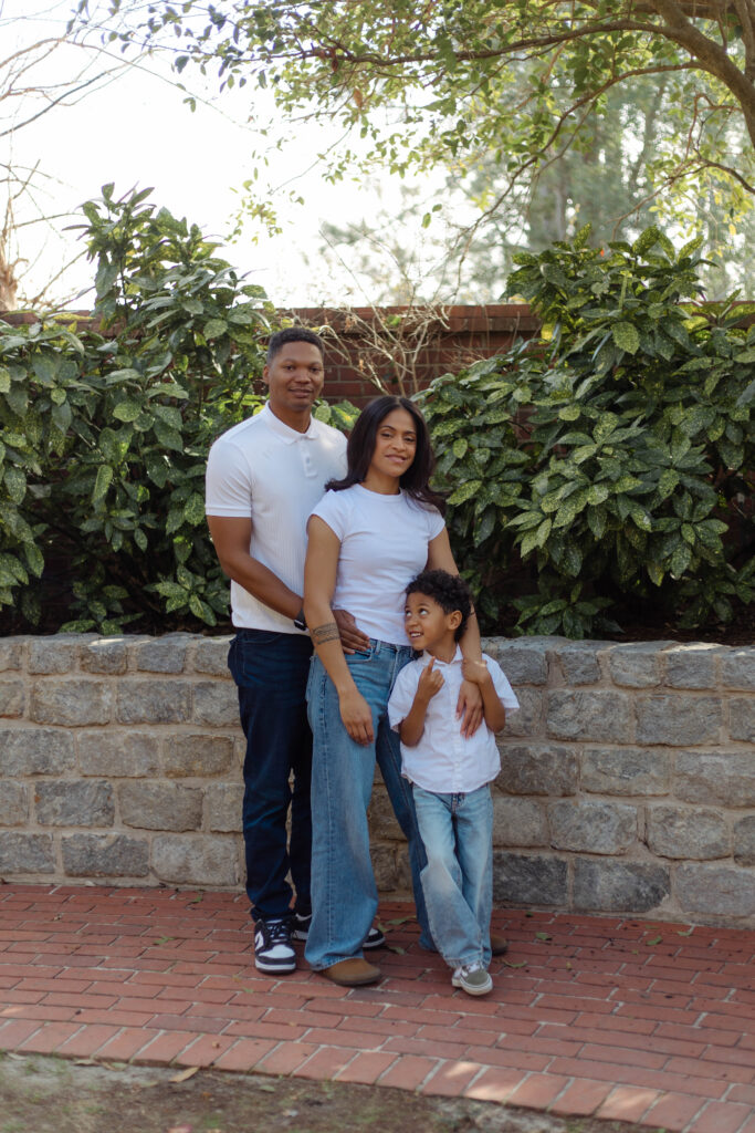 Family standing together for photo session at Augusta, Georgia
