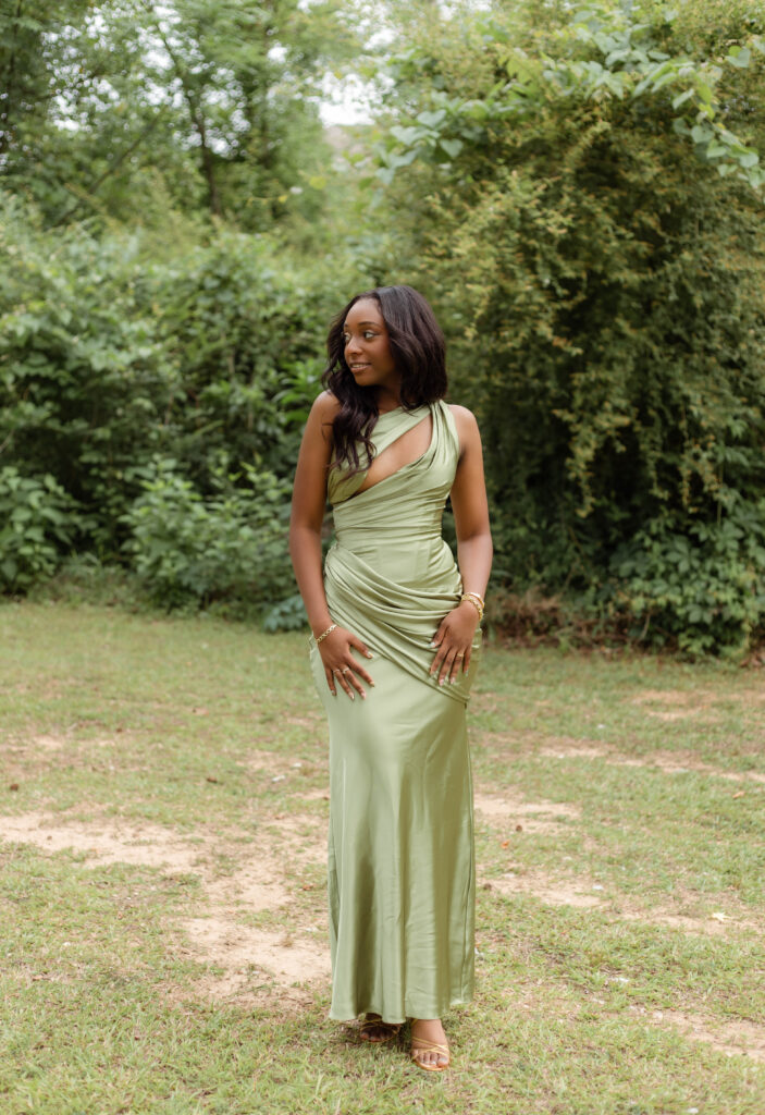 Girl posing for photos in Evans, Georgia for prom