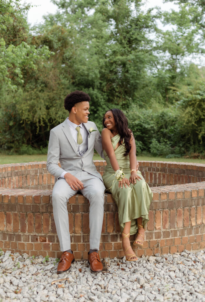 Prom couple smiling together