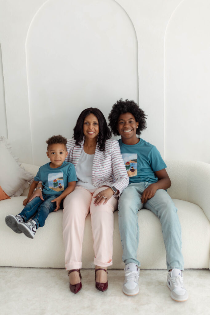 Family members smiling during their session