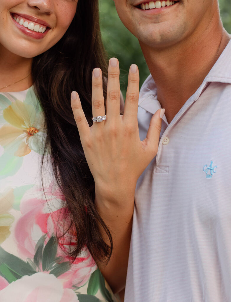 An up close shot of an engagement ring in Hammond's Ferry