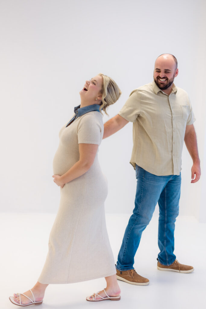 Couple laughing in candid photo